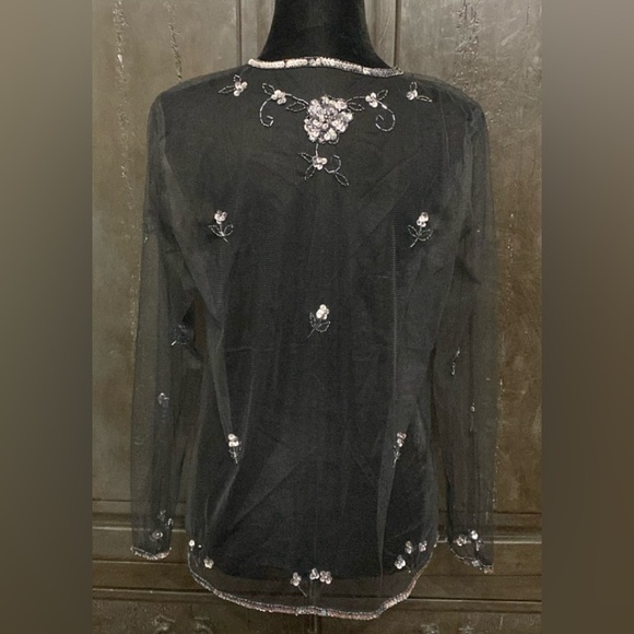 Vintage Mesh longsleeves blk jacket with sequence - size medium - Picture 3 of 10